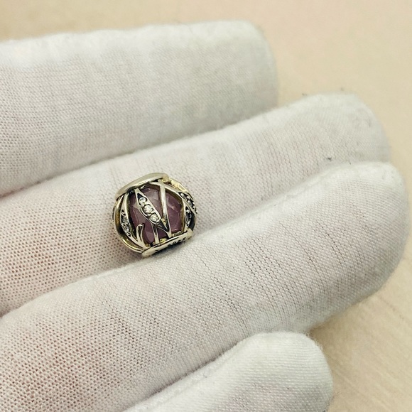 EUC Pandora 791969PCZ Sterling Silver Nature's Radiance Abstract Charm w/ CZ's - Picture 3 of 11